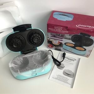 Brentwood  Double Waffle Bowl Maker Retro Blue Two 5" Bowls Non-stick